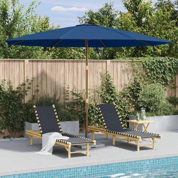 vidaXL Parasol d'ext&eacute;rieur avec m&acirc;t en bois 350 cm Bleu