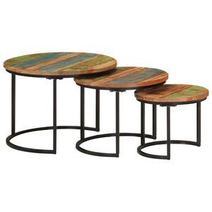 vidaXL Tables gigognes 3 pcs bois massif de récupération