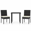 vidaXL Ensemble &agrave; manger de jardin 3 pcs R&eacute;sine tress&eacute;e Noir
