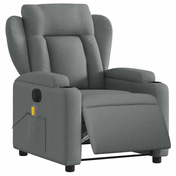 vidaXL Fauteuil inclinable de massage &eacute;lectrique gris fonc&eacute; tissu