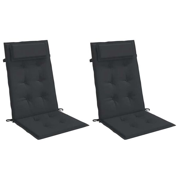 vidaXL Coussins de chaise &agrave; dossier haut lot de 2 noir tissu oxford