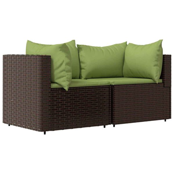 vidaXL Salon de jardin 3 pcs avec coussins marron r&eacute;sine tress&eacute;e