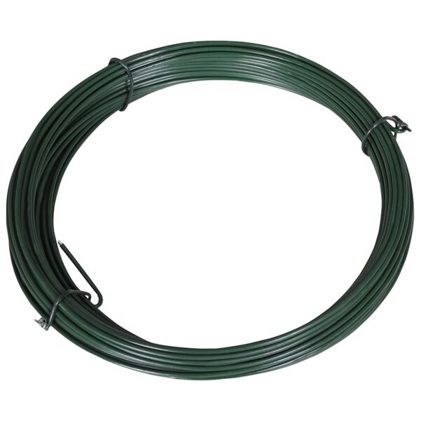 vidaXL Fil de liaison de cl&ocirc;ture 25 m 1,4/2 mm Acier Vert