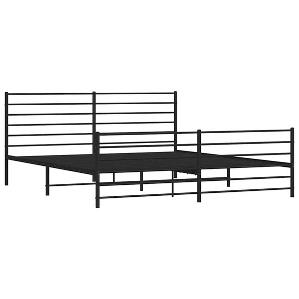 vidaXL Cadre de lit m&eacute;tal sans matelas avec pied de lit noir 193x203cm