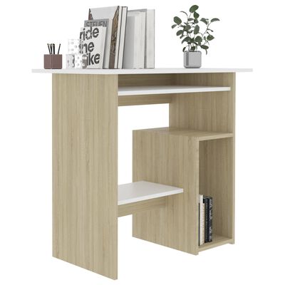 vidaXL Bureau Blanc et chêne sonoma 80 x 45 x 74 cm Aggloméré