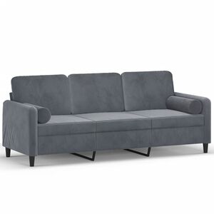 vidaXL Canap&eacute; 3 places avec oreillers gris fonc&eacute; 180 cm velours