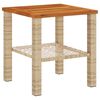 vidaXL Table de jardin beige 40x40x42 cm résine tressée et bois acacia