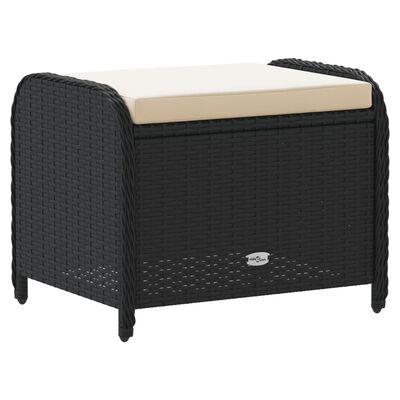 vidaXL Tabouret de jardin avec coussin noir 58x46x46 cm résine tressée