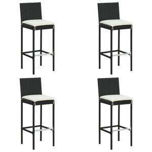 vidaXL Tabourets de bar de jardin et coussins lot de 4 r&eacute;sine tress&eacute;e