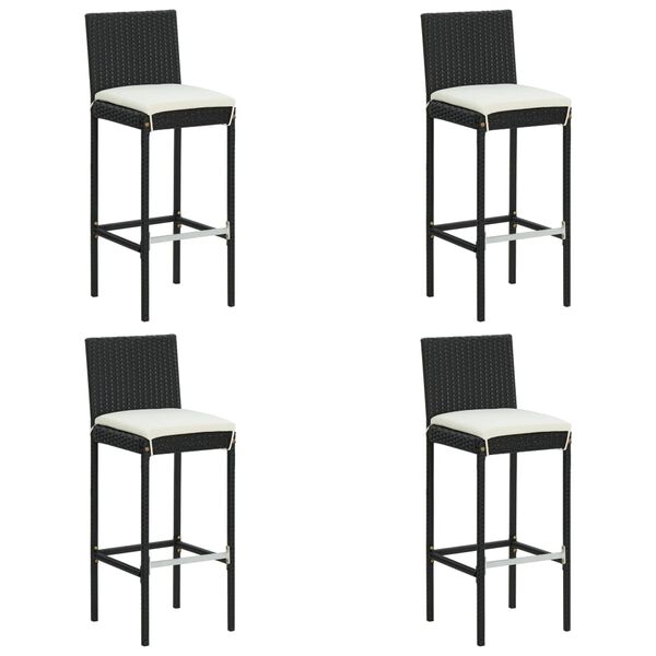 vidaXL Tabourets de bar de jardin et coussins lot de 4 r&eacute;sine tress&eacute;e