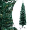 vidaXL Sapin de No&euml;l artificiel mince pr&eacute;-&eacute;clair&eacute; et boules vert 120cm