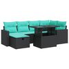 vidaXL Salon de jardin avec coussins 7 pcs gris r&eacute;sine tress&eacute;e acacia