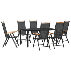 vidaXL Ensemble à manger de jardin 7 pcs noir aluminium