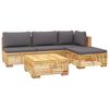 vidaXL Salon de jardin 5 pcs avec coussins Bois de teck solide