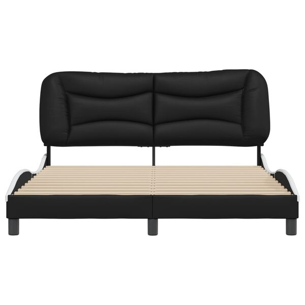 vidaXL Cadre de lit sans matelas Hvar noir et blanc 152x203 cm similicuir