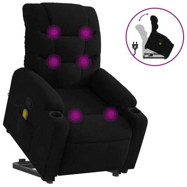 vidaXL Fauteuil inclinable de massage noir tissu