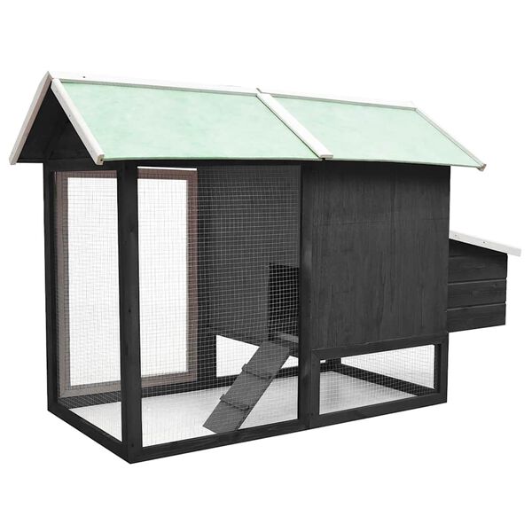 vidaXL Poulailler Gris 170x81x110 cm Bois de pin massif et sapin