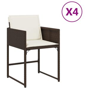 vidaXL Chaises de jardin avec coussins lot de 4 marron r&eacute;sine tress&eacute;e