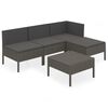 vidaXL Salon de jardin 5 pcs avec coussins r&eacute;sine tress&eacute;e gris