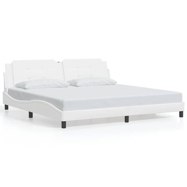 vidaXL Cadre de lit sans matelas Zadar blanc 193x203 cm similicuir