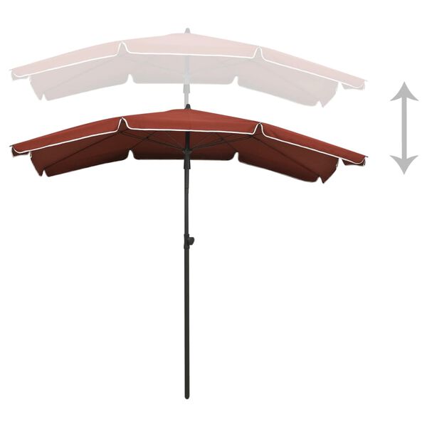 vidaXL Parasol de jardin avec mât 200x130 cm terre cuite