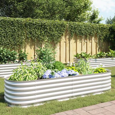 vidaXL Lit surélevé de jardin 240x80x44 cm Acier galvanisé Argenté