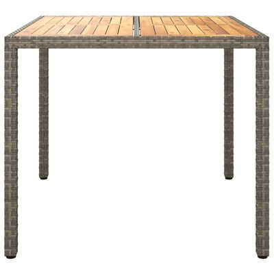 vidaXL Table de jardin 90x90x75cm Résine tressée et bois d'acacia Gris