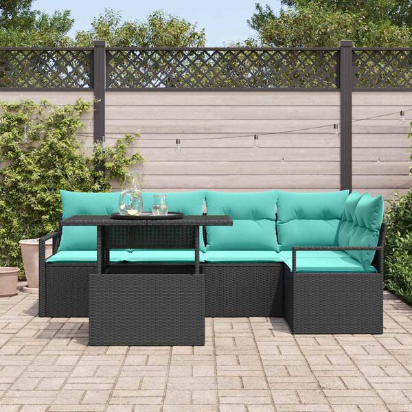 vidaXL Ensemble de canap&eacute; de jardin 6 pcs Noir Poly rotin