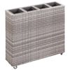 vidaXL Lit sur&eacute;lev&eacute; de jardin &agrave; 4 pots 80x22x79 cm R&eacute;sine Tress&eacute;e Gris