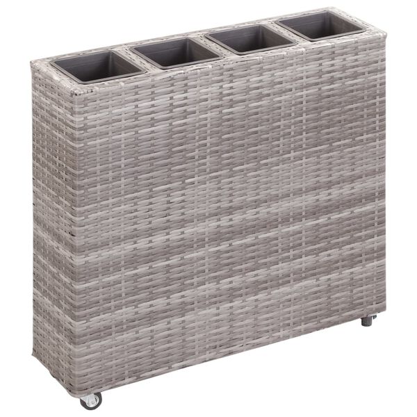 vidaXL Lit sur&eacute;lev&eacute; de jardin &agrave; 4 pots 80x22x79 cm R&eacute;sine Tress&eacute;e Gris