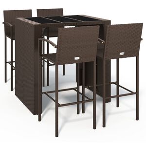 vidaXL Ensemble de bar de jardin 5 pcs marron résine tressée