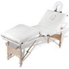vidaXL Table de massage pliable Blanc crème 4 zones avec cadre en bois
