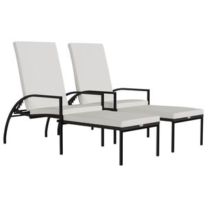 vidaXL Chaises longues avec repose-pied 2 pcs R&eacute;sine tress&eacute;e Marron