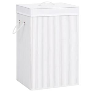 vidaXL Panier &agrave; linge avec une seule section bambou blanc