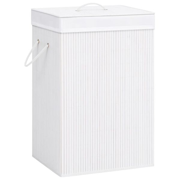 vidaXL Panier &agrave; linge avec une seule section bambou blanc