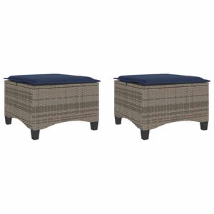 vidaXL Tabourets jardin coussins 2 pcs gris 55x55x36 cm r&eacute;sine tress&eacute;e