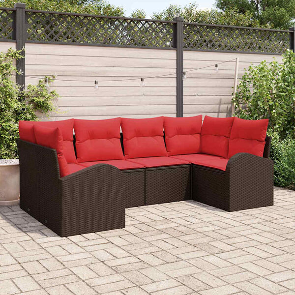 vidaXL Ensemble de canapé de jardin 6 pcs Marron Poly Rattan