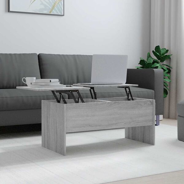 vidaXL Table basse Sonoma gris 102x50,5x46,5 cm Bois d'ing&eacute;nierie