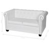 vidaXL Canap&eacute; Chesterfield &agrave; 2 places similicuir blanc