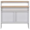 vidaXL Table de bar avec 2 dessus de table Blanc et chêne 130x40x120cm