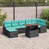 vidaXL Ensemble de canap&eacute; de jardin avec coussin 8 pcs Noir et bleu