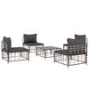 vidaXL Salon de jardin 5 pcs avec coussins anthracite r&eacute;sine tress&eacute;e
