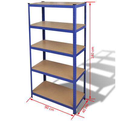 vidaXL Étagère de rangement à 5 niveaux Bleu Acier et bois ingénierie