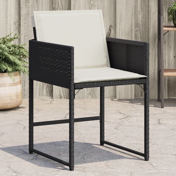vidaXL Chaises de jardin lot de 4 avec coussins noir r&eacute;sine tress&eacute;e