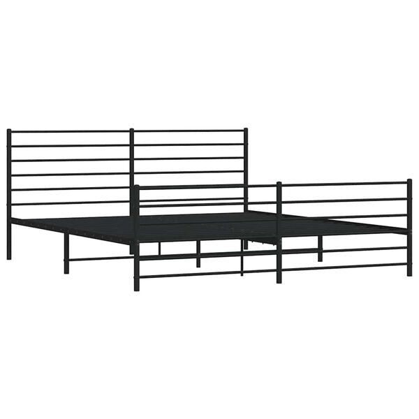vidaXL Cadre de lit métal sans matelas avec pied de lit noir 183x213cm