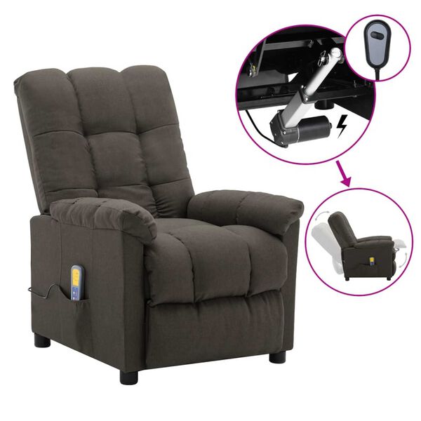 vidaXL Fauteuil &eacute;lectrique de massage taupe tissu
