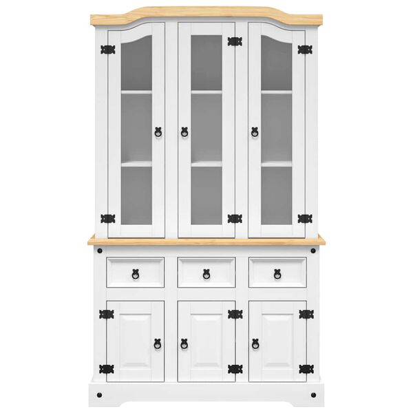 vidaXL Buffet haut Corona blanc 112x43x196 cm bois massif pin mexicain