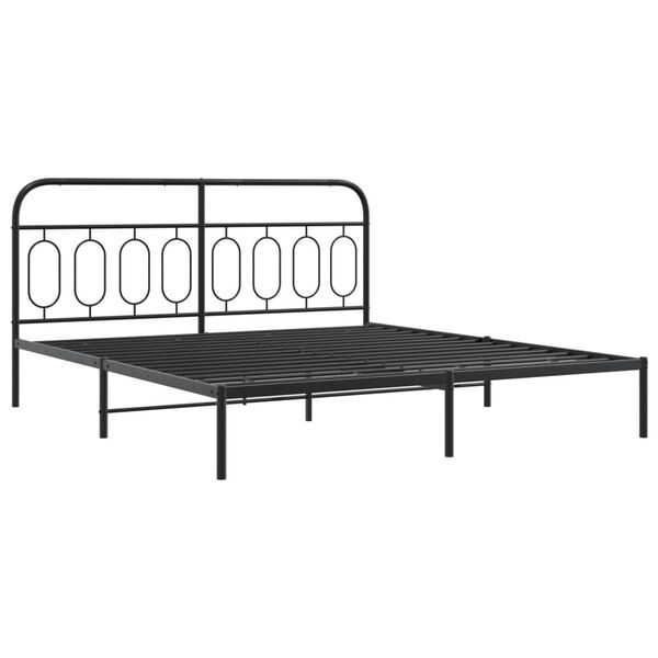 vidaXL Cadre de lit métal sans matelas avec pied de lit noir 193x203cm