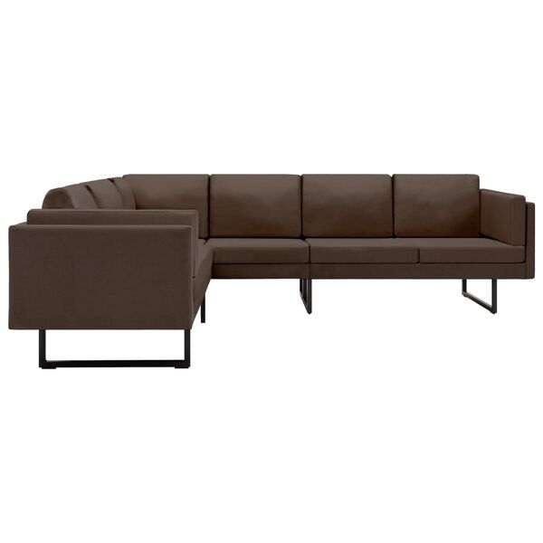 vidaXL Canap&eacute; d'angle marron tissu