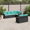 vidaXL Salon de jardin 7 pcs avec coussins noir résine tressée